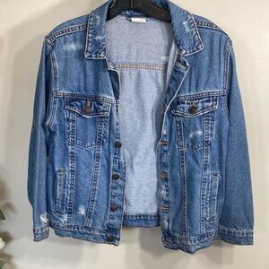 Zara Distressed Blue Denim Jacket